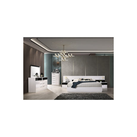 Bahamas Poplar Wood California King Platform Bed in Black/White in Multi Color - detail view