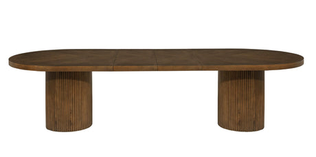 Dobby 90"-123" Extendable Oval Wooden Dining Table in Brown - detail view