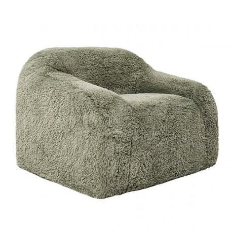 Vander Boneless Barrel Accent Chair in Sage Green Faux Fur – view 9