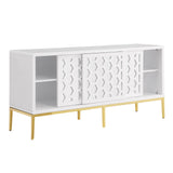 Teodoro Contemporary Lacquer Sideboard with Storage, Polished Gold Legs in White - room setting