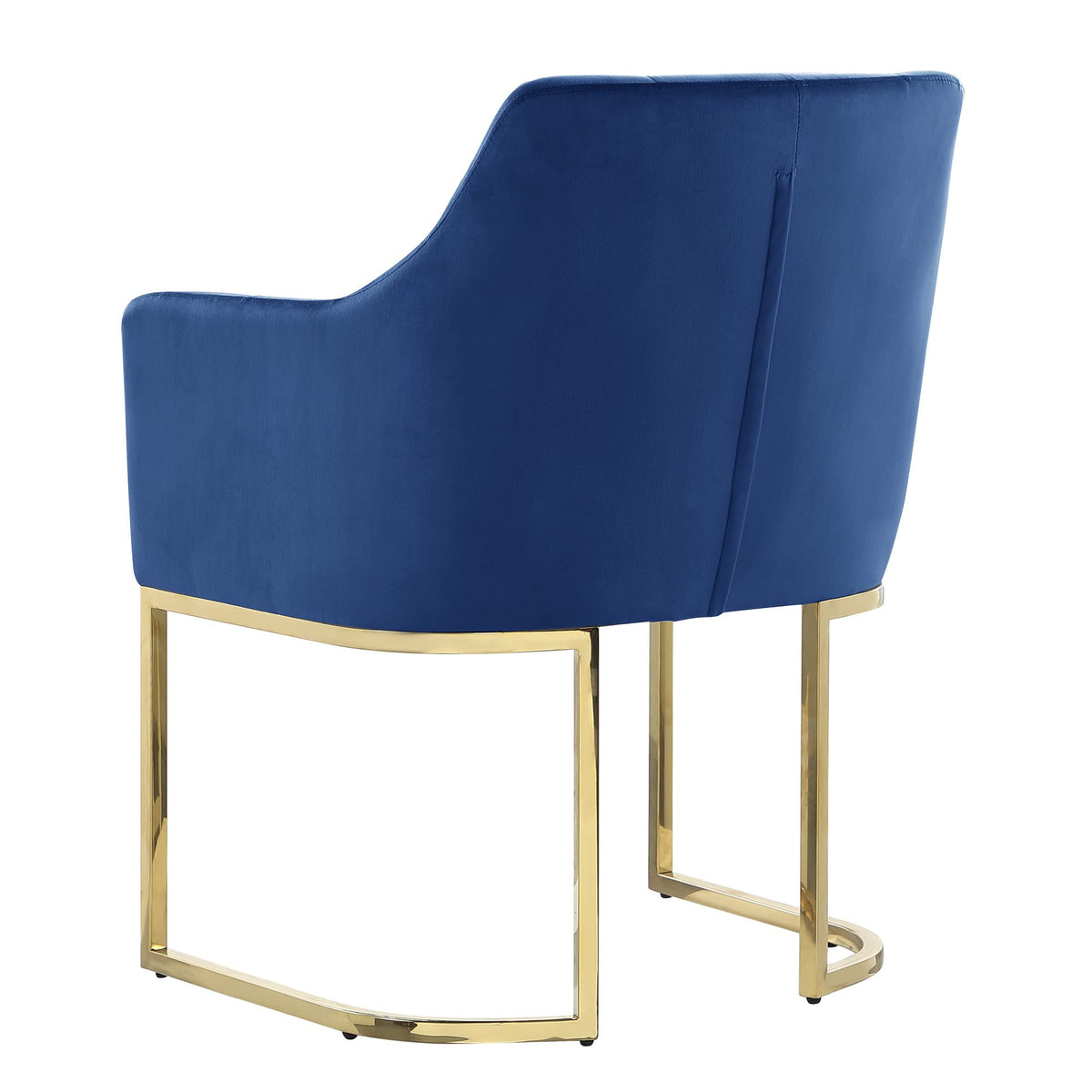 Lilia Modern Tufted Accent Chair with Gold Legs in Navy - angle view