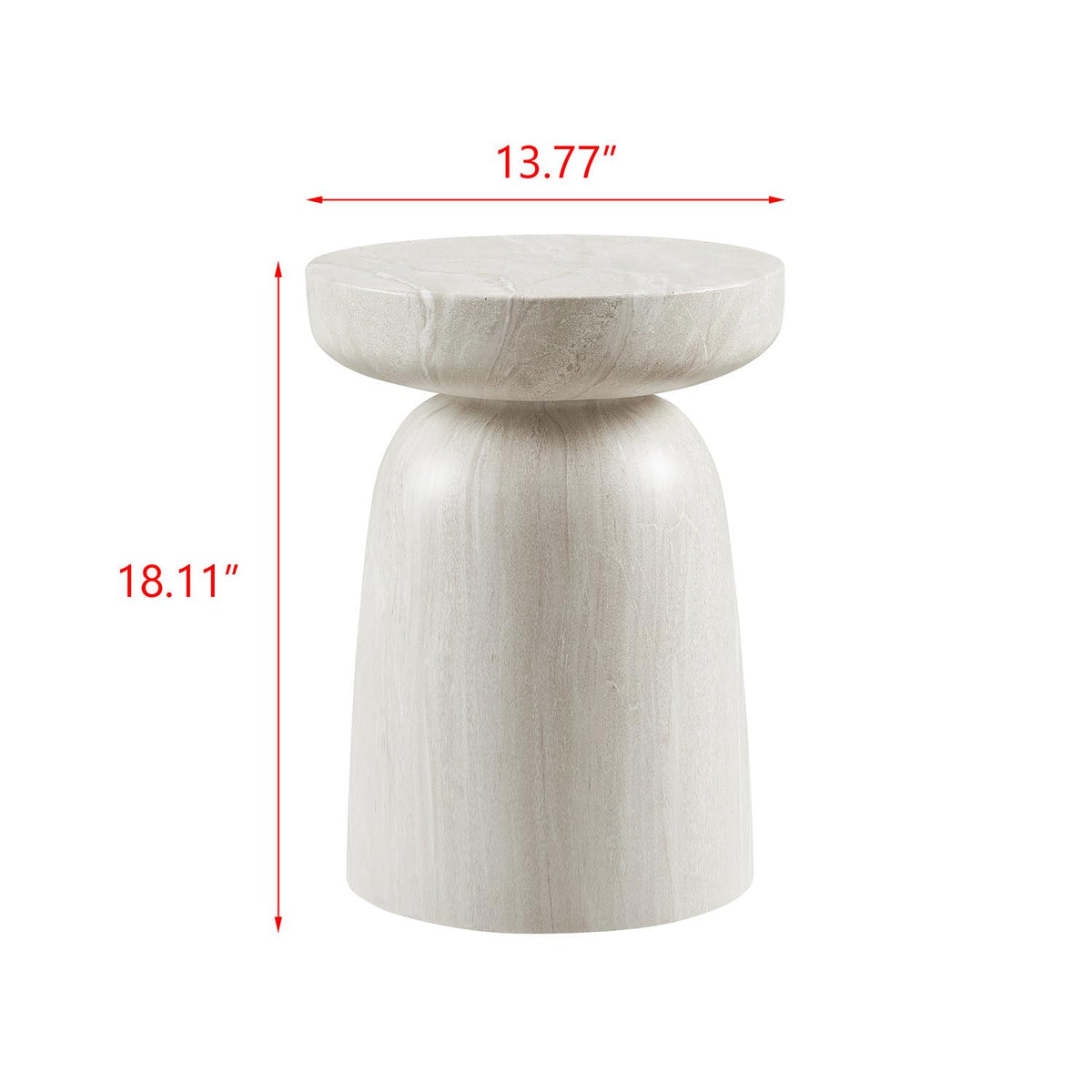 Vyn 14" Modern Round Side Table Concrete Tavertine Finish - side view