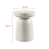 Vyn 14" Modern Round Side Table Concrete Tavertine Finish - side view