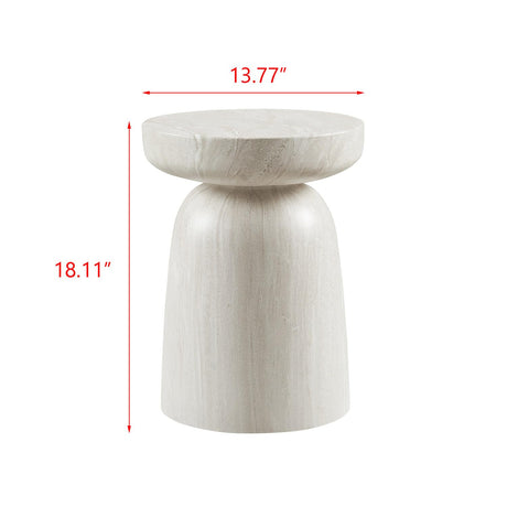 Vyn 14" Modern Round Side Table Concrete Tavertine Finish - side view
