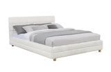 Ctalon Queen Fleece Upholstered Bed Frame, Low Profile in Cream