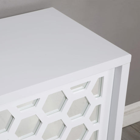 Teodoro Contemporary Lacquer Sideboard with Storage, Polished Gold Legs in White - close-up