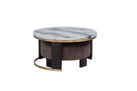 Tvano 37" Round Coffee Table with Stool, 2-Piece - detail view