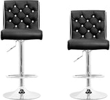 Tufted Vinyl with Faux Crystals Adjustable Swivel Bar Stool