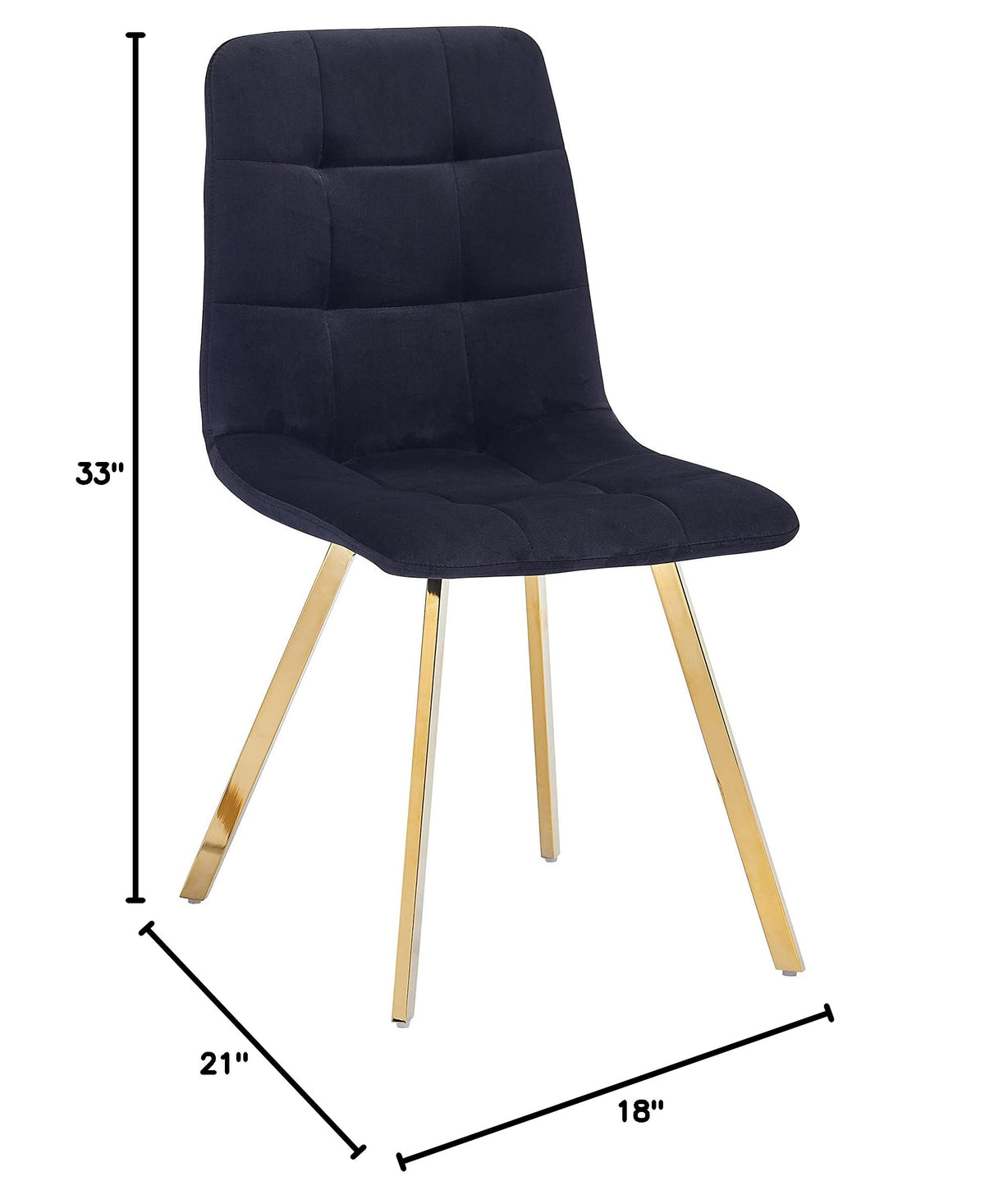 Modern Velvet Dining Chair H02BGC in Black - side view