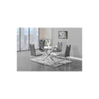 Trevi 5-Piece Round Glass Top Modern Dining Set, Contemporary Dining Table for Kitchen in Grey - front view