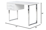 Modern High Gloss Lacquer New Computer Desk in White - front view