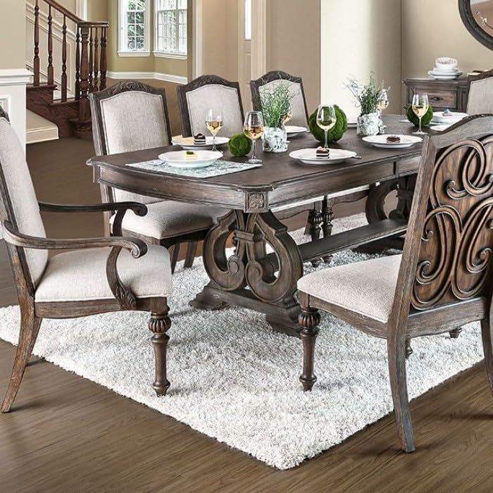 Arcadia rustic extendable dining table set in Rustic Natural Ivory