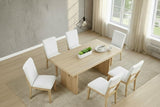 Veneer Solid Wood Trestle Base Large Kitchen Room Furniture Stationary Set in Light Oak - side view