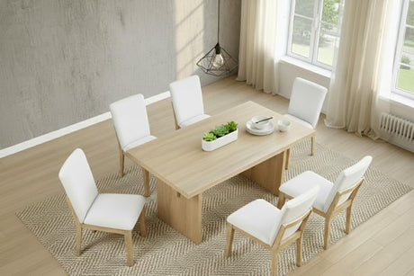 Veneer Solid Wood Trestle Base Large Kitchen Room Furniture Stationary Set in Light Oak - side view