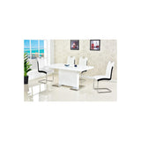 Barbara 63" Rectangle Dining Table with White Lacquered Top, Modern Contemporary Design - angle view