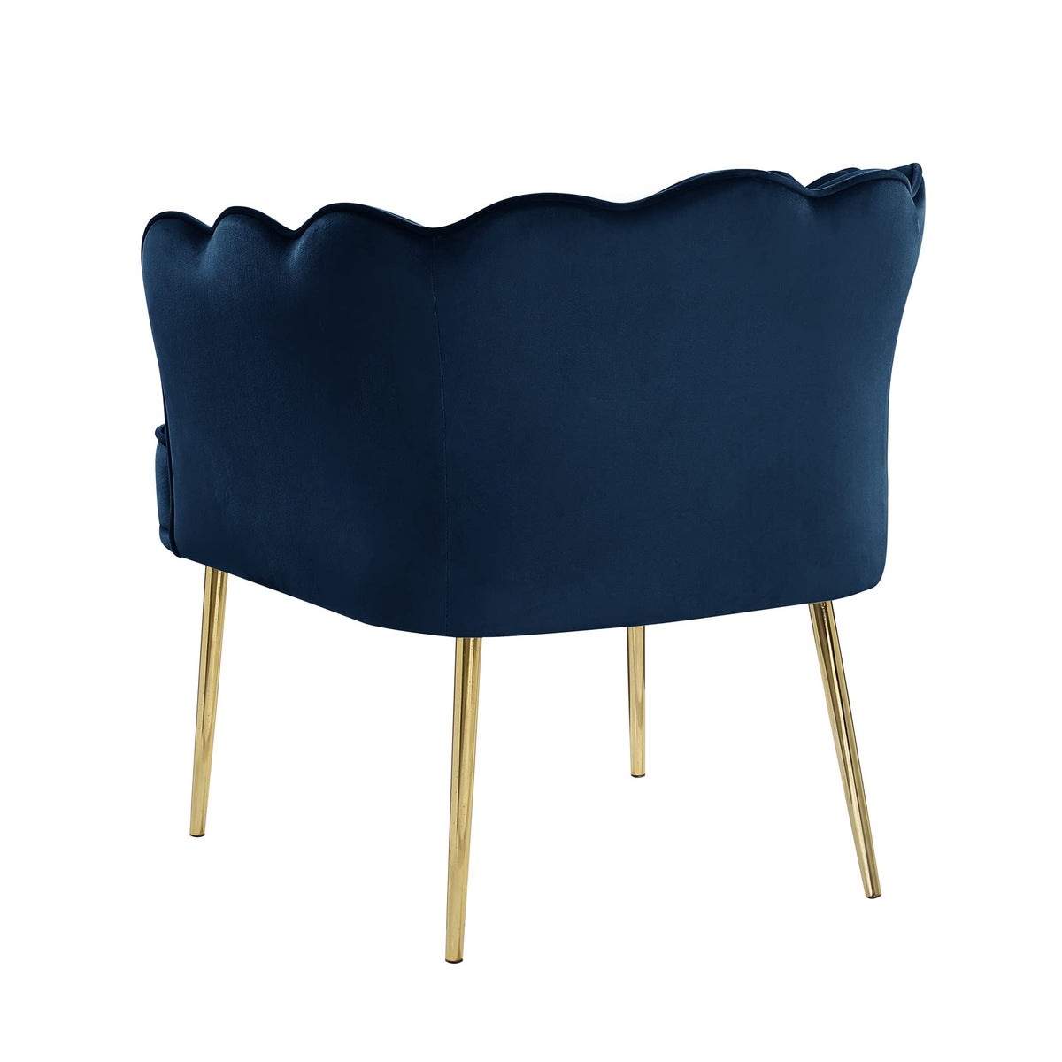 Jayleen Velvet Wide Barrel Chair in Navy Blue - angle view