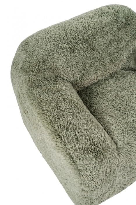 Vander Boneless Barrel Accent Chair in Sage Green Faux Fur – view 3