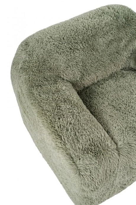 Vander Boneless Barrel Accent Chair in Sage Green Faux Fur – view 3