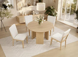al Ash Veneer Wood Fluted Tripod Base Kitchen Room Furniture Stationary Set (DT256LO5) - side view