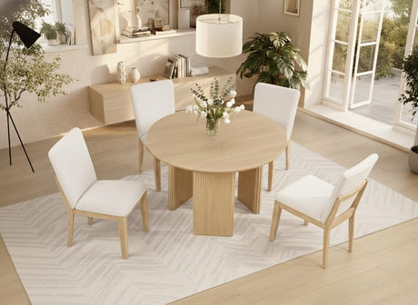 al Ash Veneer Wood Fluted Tripod Base Kitchen Room Furniture Stationary Set (DT256LO5) - side view
