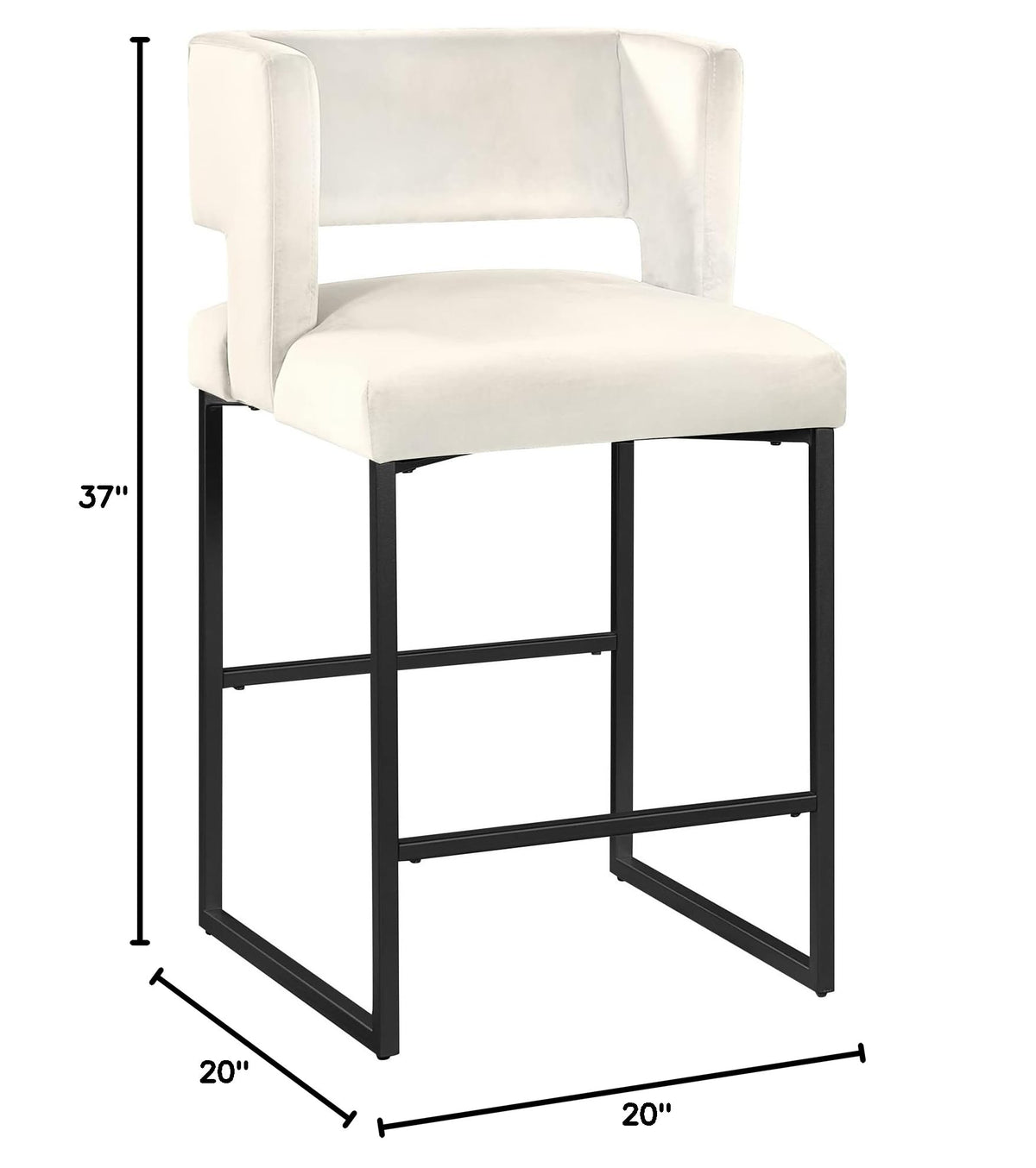 Leonard 36" Velvet Counter Height Stool - side view