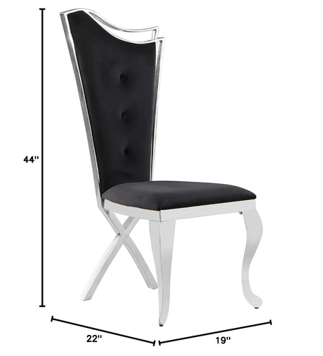 Chihiro Contemporary Velvet Button Tufted Dining Chair - side view