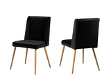 Adaline Mid-Century Modern Wood Veneer 5 Pcs Round Dining Set in Black - detail view