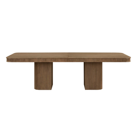 Dinsmore 160" Mid Century Modern Fluted Rectangle Dining Table - close-up