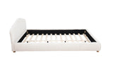 Ctera Queen Velvet Bed Frame with 30" Shell-Shaped Headboard, Low Profile in Cream - angle view