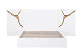 Trevello Modern Lacquered High Gloss California King Bed Frame, Expansive Headboard with Optional… - detail view