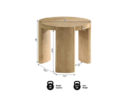Bristol 21" Mid-Century Round End Table in Kepler Driftwood - side view