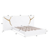 Trevello Modern Lacquered High Gloss Eastern King Bed Frame, Expansive Headboard with Optional… - side view - White/Gold