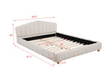 Ctera Queen Velvet Bed Frame with 30" Shell-Shaped Headboard, Low Profile in Cream - side view