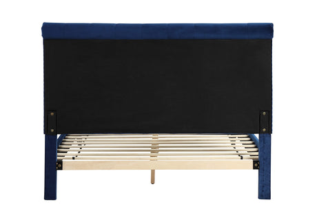 Modern Glam Velvet Blue Bed, Eastern King - detail view