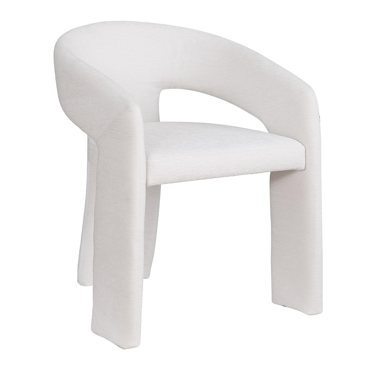 Cecile Contemporary Accent, Soft Chenille Fabric Upholstered in Cream