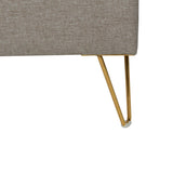 Gray Upholstered Bed with Angled Brass Legs – image 5