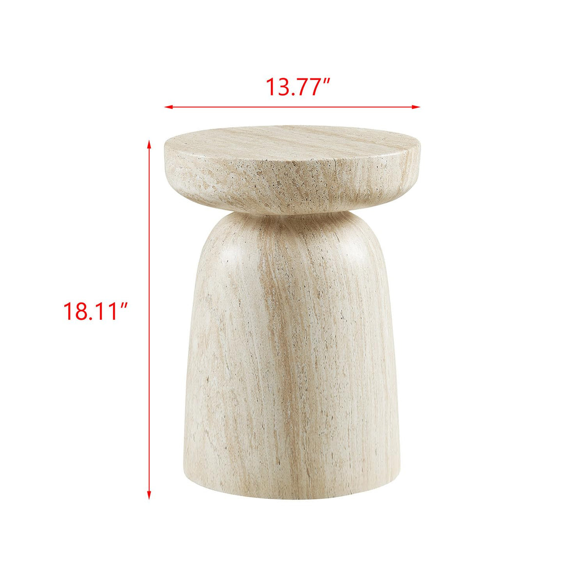 Vyn 14" Modern Round Side Table Concrete Tavertine Finish - side view