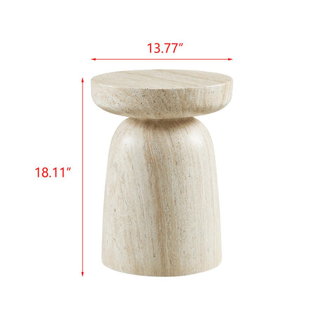Vyn 14" Modern Round Side Table Concrete Tavertine Finish - side view