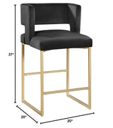 Leonard 36" Velvet Counter Height Stool - side view