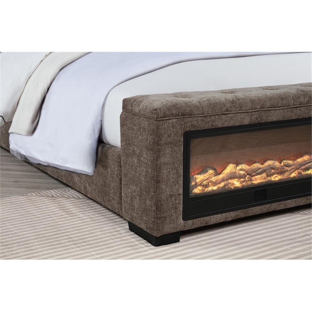 Umeria Modern Bed Frame (Queen/Gray Chenille) - angle view
