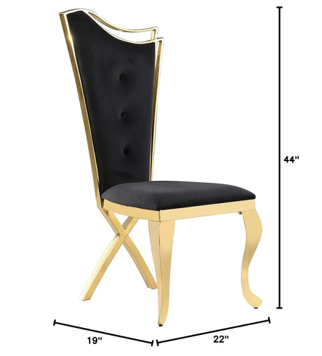 Chihiro Contemporary Velvet Button Tufted Dining Chair - side view
