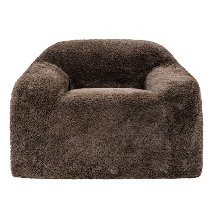 Vander Boneless Barrel Accent Chair in Cub Brown Faux Fur – view 9