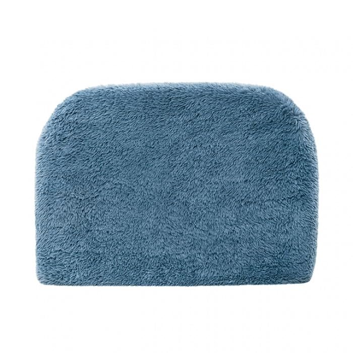 Vander Boneless Barrel Accent Chair in Ocean Blue Faux Fur – view 9