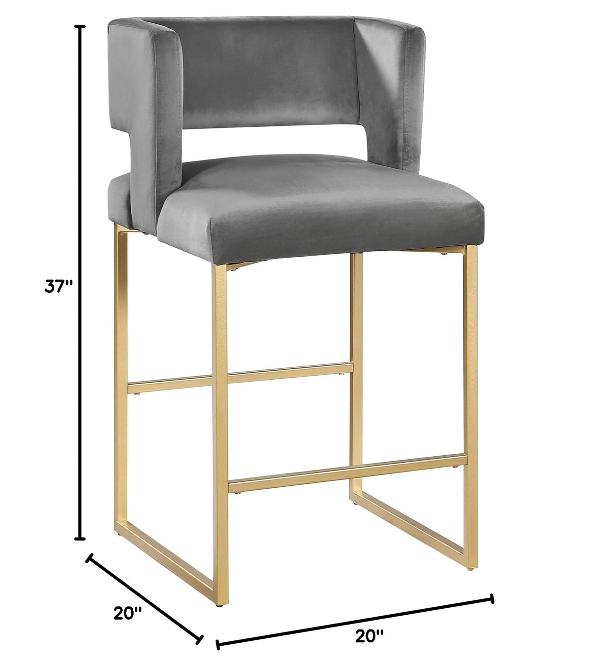 Leonard 36" Velvet Counter Height Stool - side view