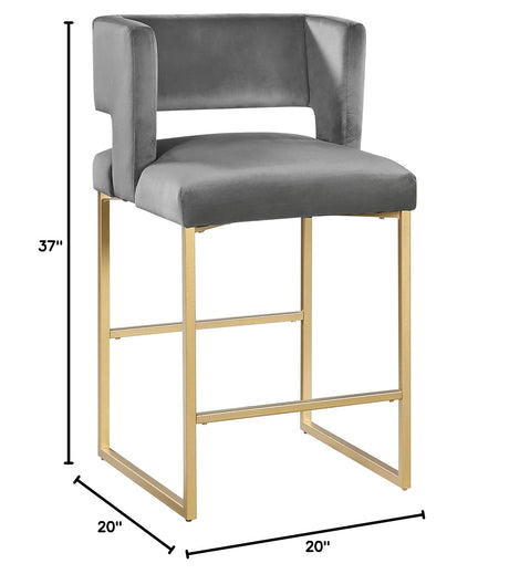 Leonard 36" Velvet Counter Height Stool - side view