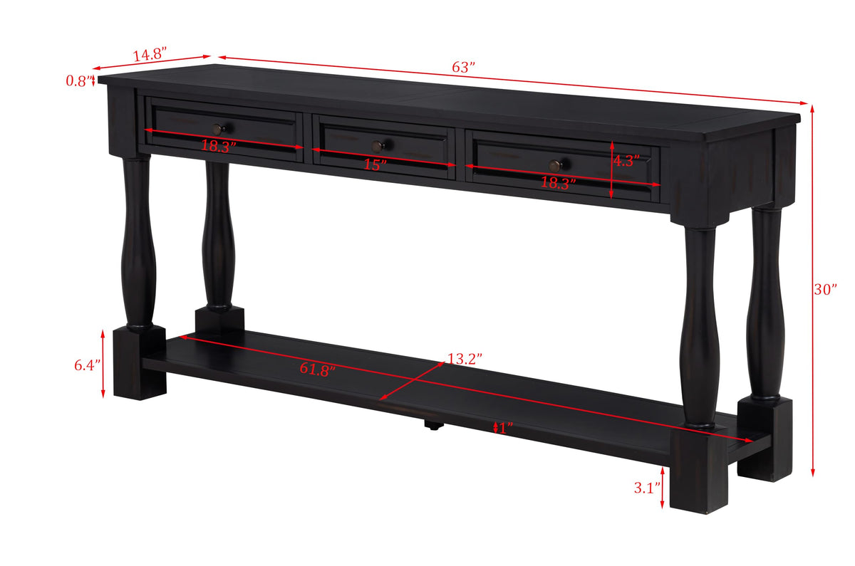 Delphina 63" Rectangular Transitional Console Table - side view