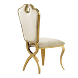 Leona Contemporary Velvet Royal Dining Chair with X-Shaped Gold Legs - detail view