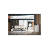 Havana Poplar Wood Cali King Platform Bed in White with Gold Trim in Multi Color - angle view