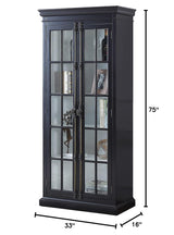 Lucinda 75" Tall Bookshelf Cabinet with Dual Glass Door Display - side view