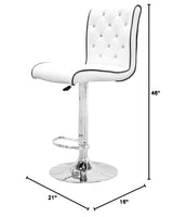 Tufted Vinyl with Faux Crystals Adjustable Swivel Bar Stool - front view